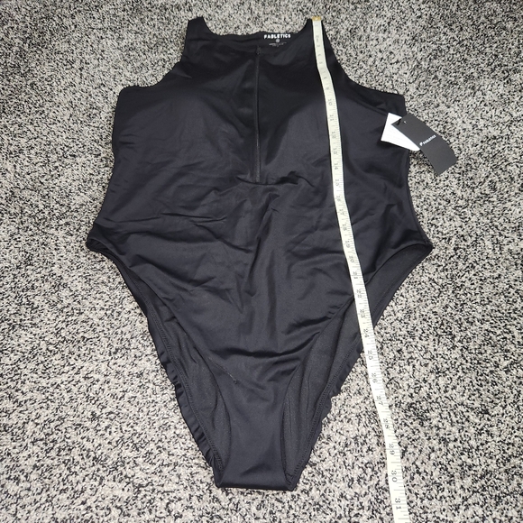Fabletics Zip-Front One-Piece Swimsuit Black‎ Sexy Sleek Women's Xl, Hi Cut Nwt - Picture 6 of 12